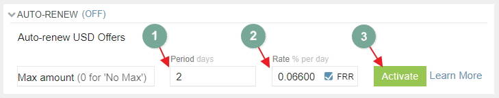 Bitfinex Auto-renew form